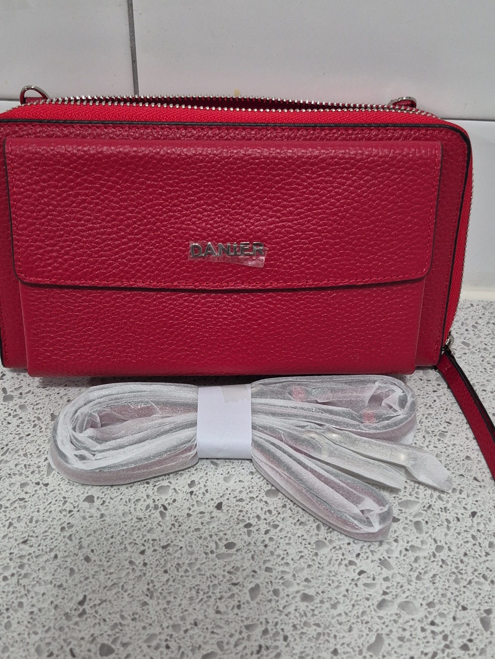 Danier Vibrant Red Leather Clutch/Wallet